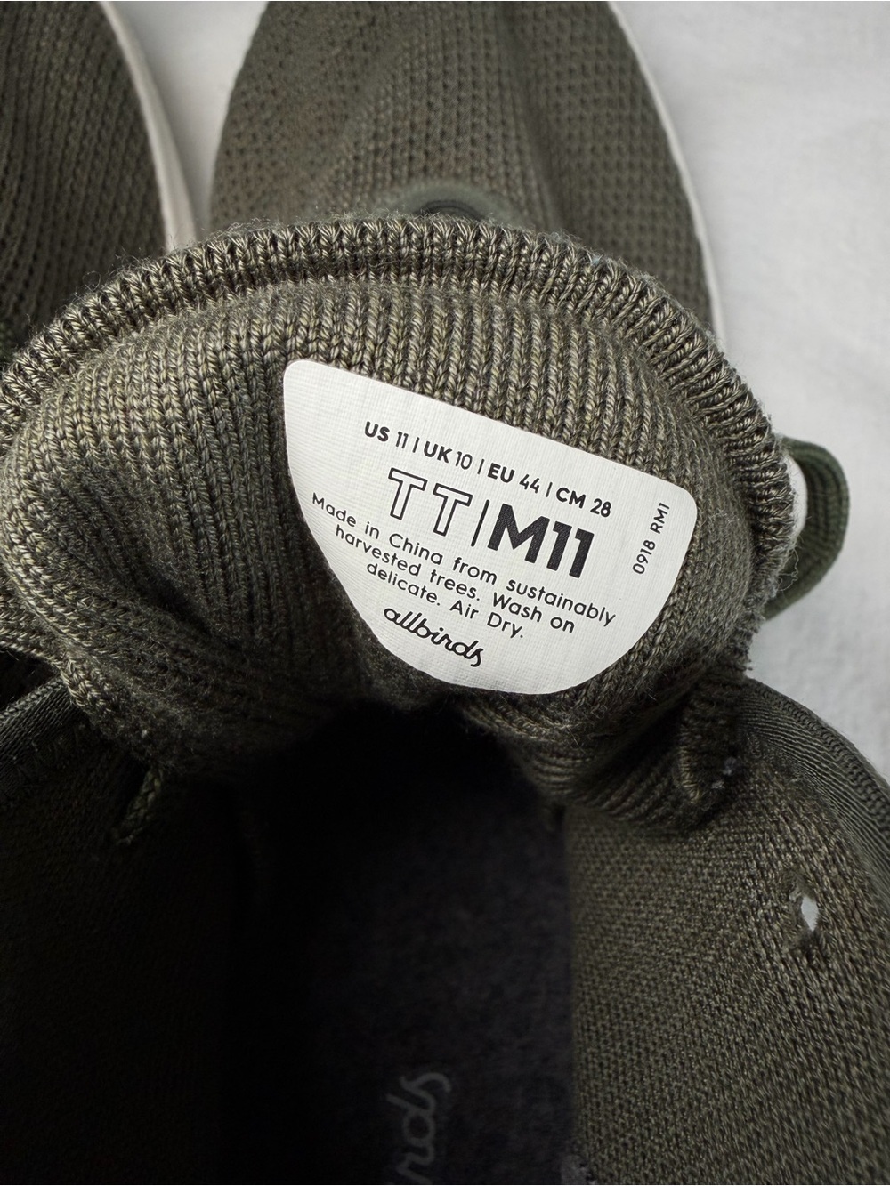 Allbirds Men's Tree Toppers High Top Sneakers Olive Green Size 11 - Picture 8 of 9